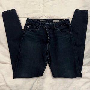 AG The Farrah High Rise Contour 360 Skinny Dark Wash Jeans Size 28